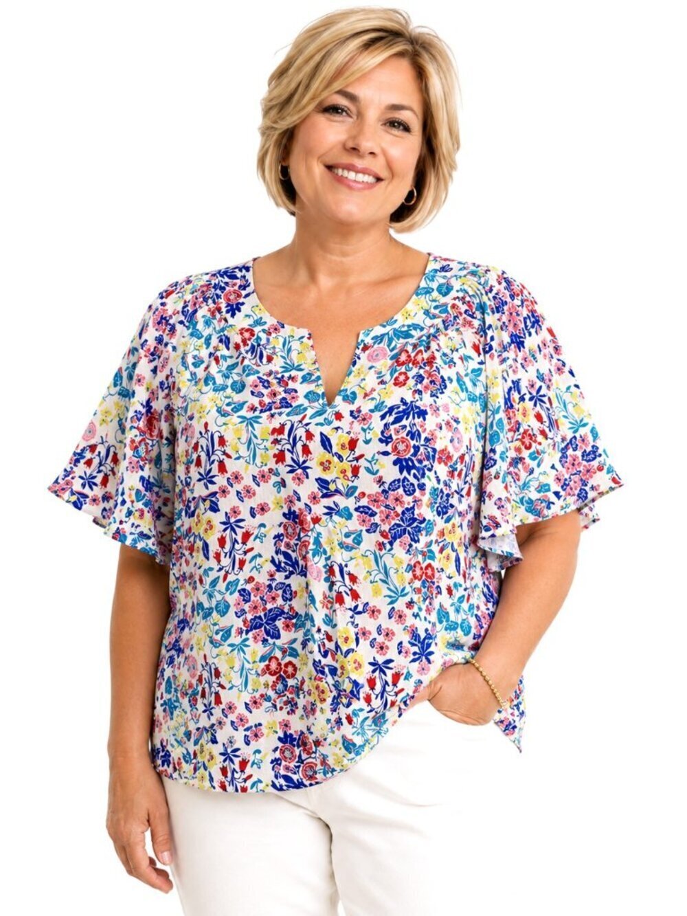 Charter Club Multicolor Floral Linen Tunic Top - XL